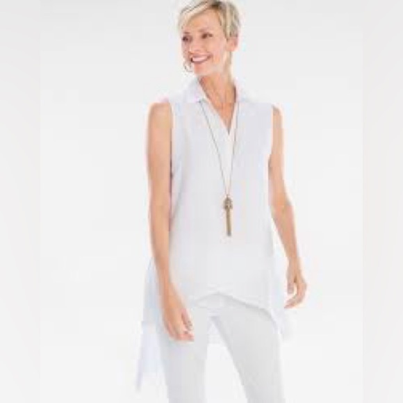 Chicos 100% linen asymmetrical tunic no iron XL - Picture 2 of 10